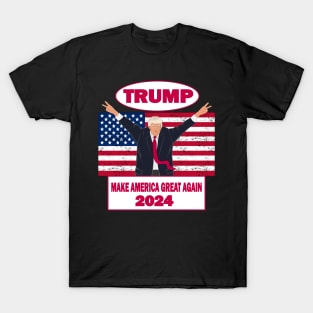 Trump Political 2024 Presidential Campaign America Flag T-Shirt